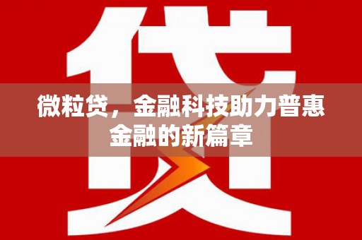 东西湖微粒贷，金融科技助力普惠金融的新篇章