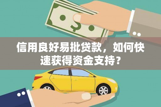 东西湖信用良好易批贷款，如何快速获得资金支持？
