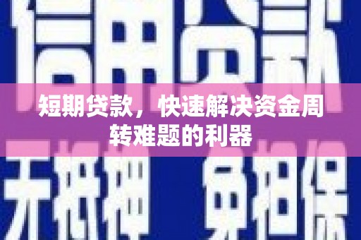 东西湖短期贷款，快速解决资金周转难题的利器