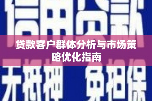 东西湖贷款客户群体分析与市场策略优化指南
