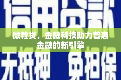 东西湖微粒贷，金融科技助力普惠金融的新引擎