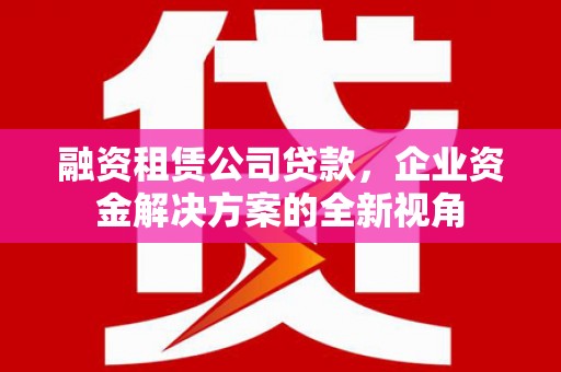 东西湖融资租赁公司贷款，企业资金解决方案的全新视角