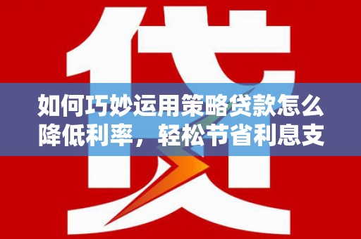 东西湖如何巧妙运用策略贷款怎么降低利率，轻松节省利息支出
