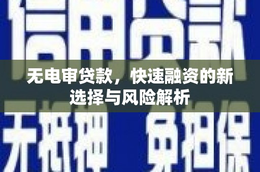 东西湖无电审贷款，快速融资的新选择与风险解析