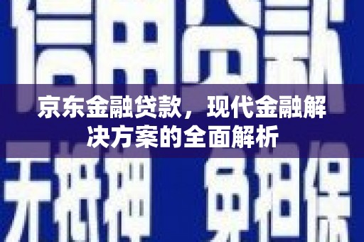东西湖京东金融贷款，现代金融解决方案的全面解析