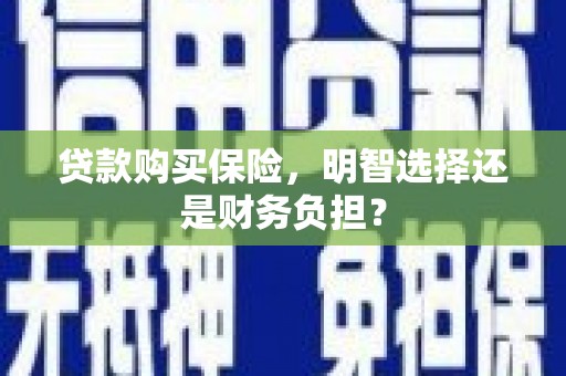 东西湖贷款购买保险，明智选择还是财务负担？