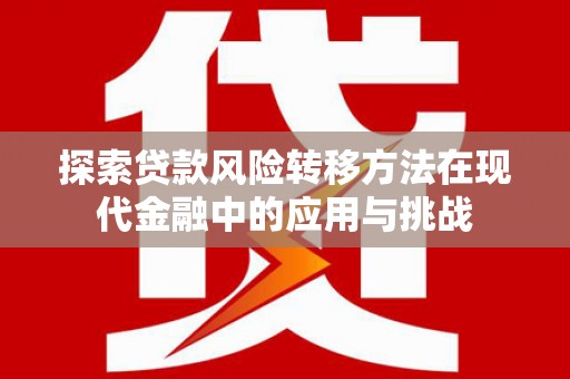 东西湖探索贷款风险转移方法在现代金融中的应用与挑战