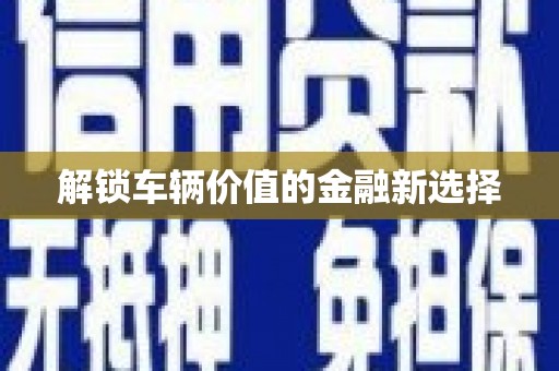 东西湖解锁车辆价值的金融新选择