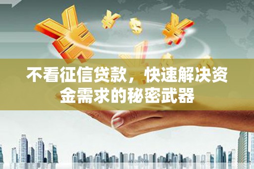 东西湖不看征信贷款，快速解决资金需求的秘密武器