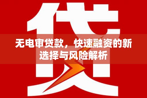 东西湖无电审贷款，快速融资的新选择与风险解析