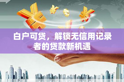 东西湖白户可贷，解锁无信用记录者的贷款新机遇