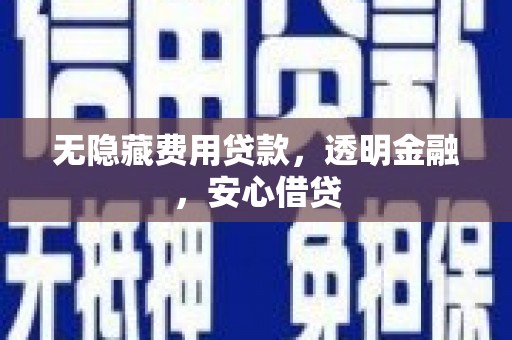 东西湖无隐藏费用贷款，透明金融，安心借贷