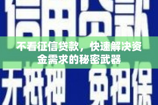 东西湖不看征信贷款，快速解决资金需求的秘密武器