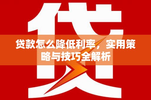东西湖贷款怎么降低利率，实用策略与技巧全解析